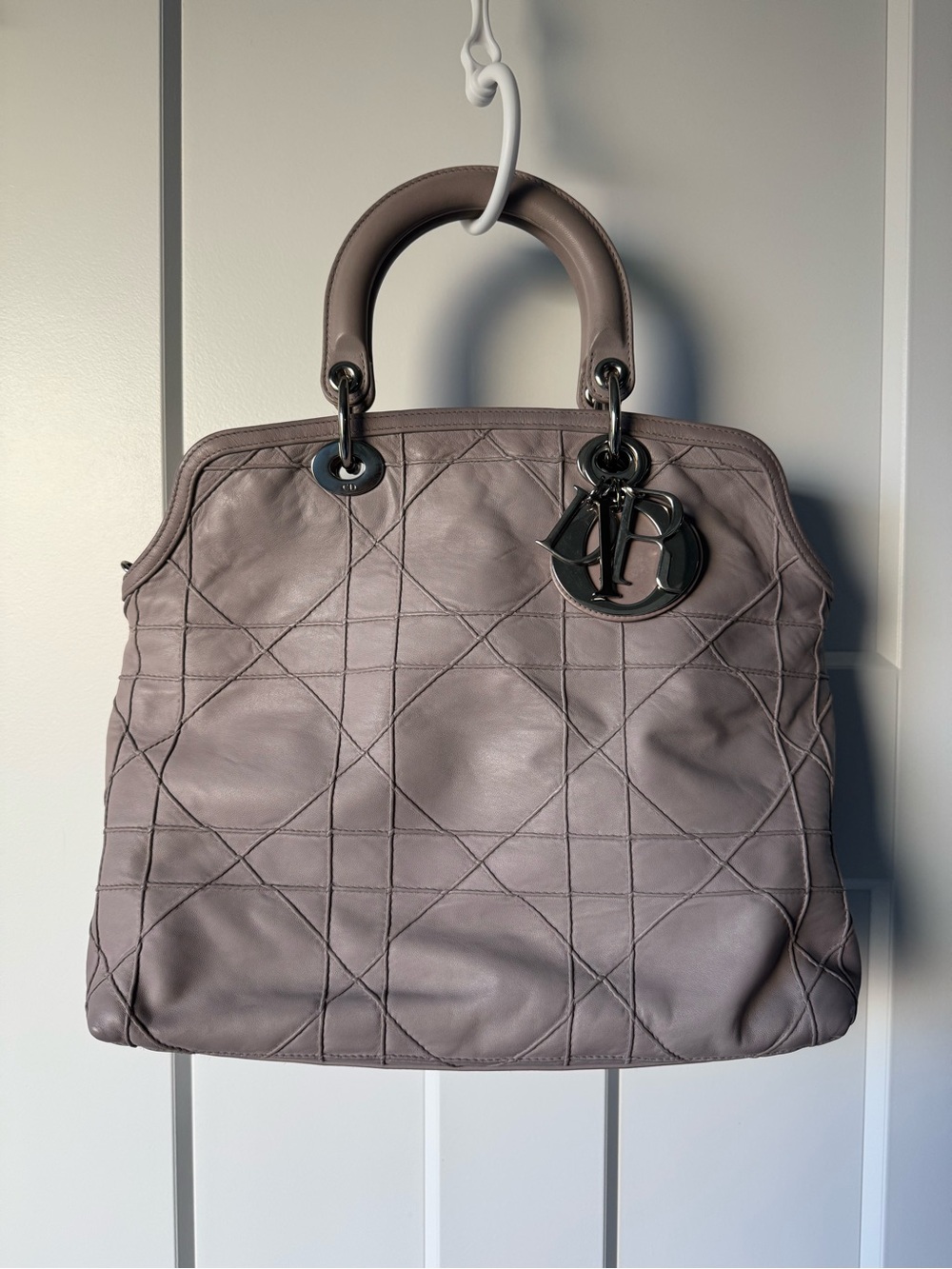 Dior Granville Lilac Lambskin Cannage Leather Tote Bag